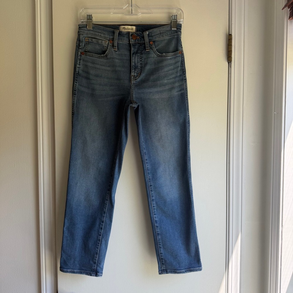 Madewell Stovepipe Jeans Womens 25P High Rise Straight Leg Blue Denim